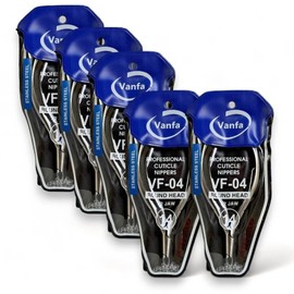 Vanfa Cuticle Nippers, Cuticle Trimmer, Professional Cuticle Cutter - Extremely Sharp - Stainless Steel - Round Head - Single Spring - VF04 Jaw #14 (Pack of 5)