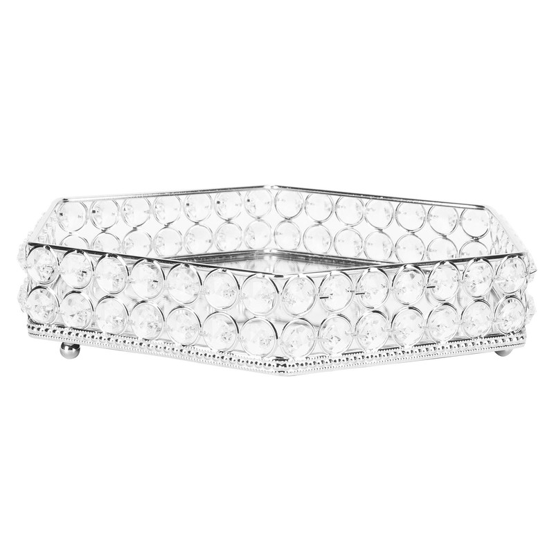 Crystal Tray Mirror Hex Shaped Multifunctional Dessert Pastry Fruit Storage