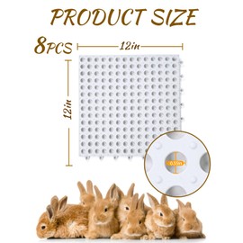 Niwaes Rabbit Cage Mat for Feet - Pack of 8 Plastic Rabbits Resting Mats 12x12 Bunny Foot Pad Small Animal Cage Accessories for Adult Guinea Pig Chinchilla Ferret, Easy to Cut and Splice (White)