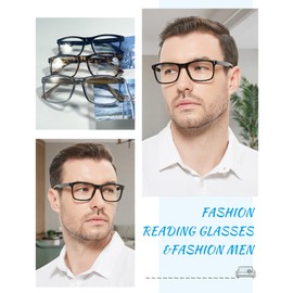 OCCI CHIARI 6.0 Reading Glasses Men Fashion Rectangle Readers Black Eyeglasses(1.0 1.25 1.5 1.75 2.0 2.25 2.5 2.75 3.0 3.5 4.0 5.0 6.0)