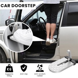 MAGIC SELECT 2 x Car Door Step, Foldable Vehicle Door Step, Non-Slip for Reaching the Ceiling, with Emergency Safety Hammer. For Cars, Caravans and Trucks.