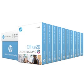 HP Printer Paper, Office20, 8.5 x 11, Letter, 92 Bright, 5,000 Sheets / 10 Ream Carton (112110C) Made In The USA
