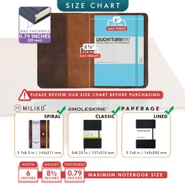 ELIZO Leather Notebook Cover Refillable Journal Cover A5 Portfolio Organizer Lined Paper Travel Journal Spiral Notebook Diary Binder Planner Cover Folder Holder