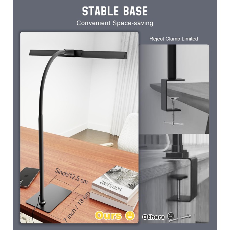 LED Desk Lamp for Home Office with Base, Eye-Caring Architect