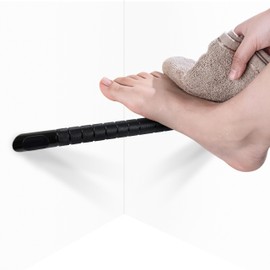 Kalnweis Shower Foot Rest,Shower Foot Rest for Shaving Legs,Metal Footstool for Corner of The Bathroom,Wall Mounted Stainless Steel Shower Step(GH-15 Black)…