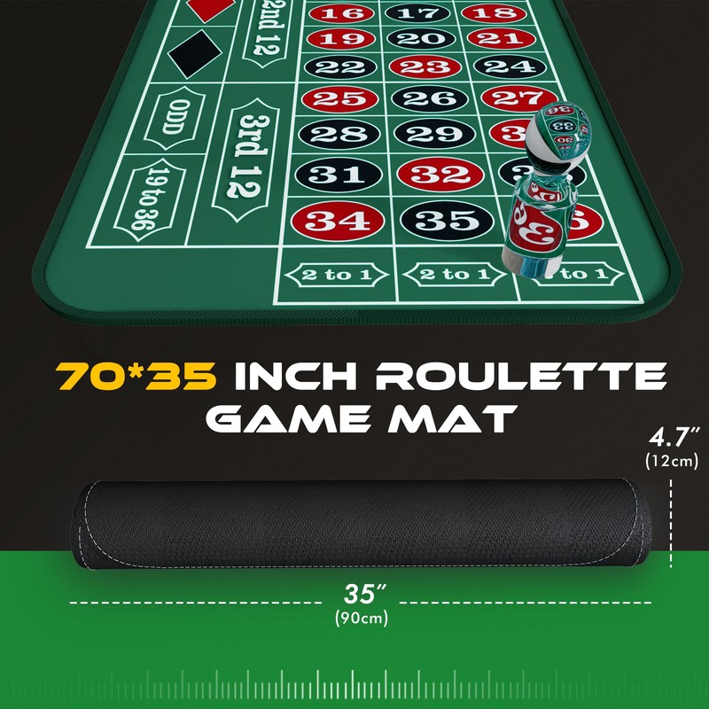 iEsstros Casino Roulette Mat 70" x 35" Rubber Roulette Table