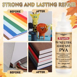 Erigathe Neutral PH PVA Adhesive, Book Binding Glue, Acid-Free, All-Purpose Glue, Dries Clear and Remains Flexible, Used for Bookbinding and Book Repair, Framing, Collages, Paper Art and Crafts