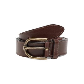 MUSTANG 35 mm full-leather belt quilted with clasp in antique brass, dark brown