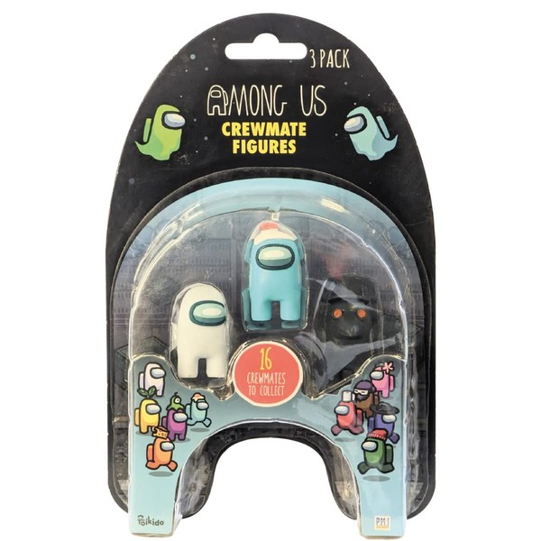 Among Us White Blue and Black Crewmate Figures 3-Pack