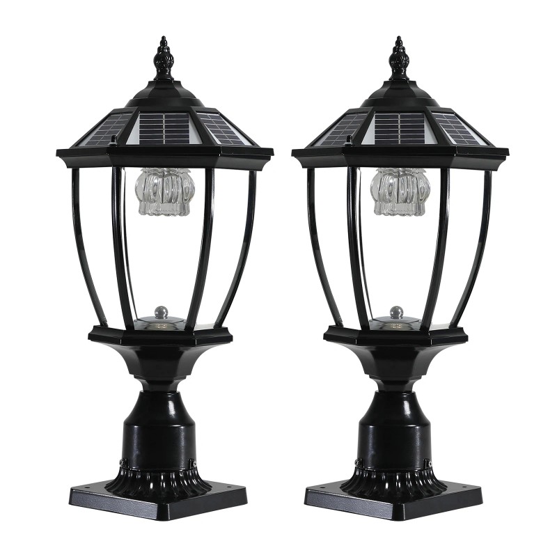 2-pack 2.5W Outdoor Lamp Waterproof Solar Post Light for Gate