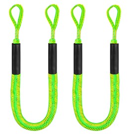 Bungee Dock Lines, 4 Feet Bungee Shock Cords Bungee Docking Rope Mooring Rope for Boat,PWC,Jet ski,Pontoon,Kayak,Canoe,Power Boat,Watercraft (Green Without Hooks)