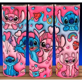 Unbranded Stitch Cartoon Ohana Puffy 3D Valentines Love Forever Cup Mug Tumbler 20 oz
