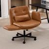 Criss Cross Office Chair with Flip Armrests, PU Leather, Brown