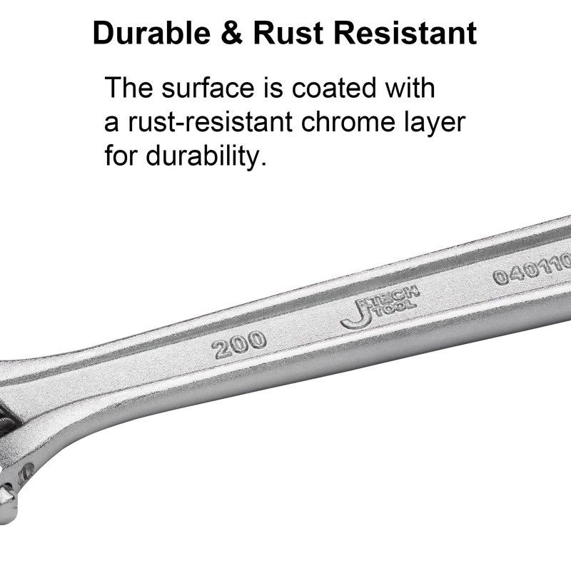 Jetech 8-Inch Adjustable Wrench - Professional Heavy Duty Chrome Vanadium