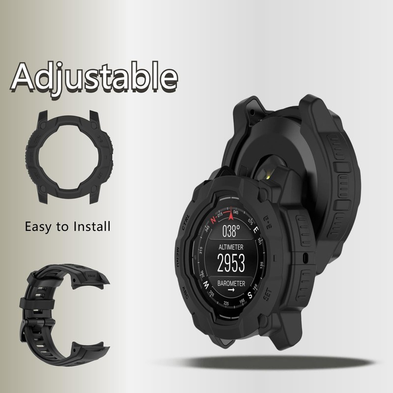 QHBAMD Silicone Watch Bands Compatible for Garmin Instinct 3 AMOLED