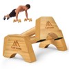 Flintronic Wooden Parallettes, Solid Wood Parallettes Bars, Fitness Push Up