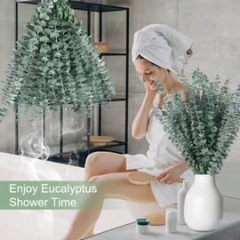 Andekas 25 PCS Real Dried Eucalyptus Stems for Shower Hanging-17'' Large Preserved Eucalyptus Shower Plants Shower Stuff for Shower Decor, Fresh Eucalyptus Leaves, Fragrance, Bathroom Vase Decor