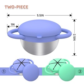 Yeomant 2-Pack Stainless Steel Snack Containers for Kids, Toddler Snack Containers with Silicone Lids & Handles - Dishwasher Safe, Toddler Snack Cups for Healthy Eating