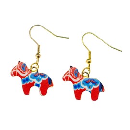 Dala Horse Earrings Miniblings Animals Wild Horses Farm Sweden
