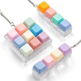 Paquete de 3 llaveros con teclado, teclado de clicky, alivio del estrés, mini botón, teclado, dedo, juguete sensorial de clicker para adultos, aumenta