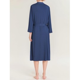 Latuza Women's Bamboo Viscose Kimono Robe Lightweight Summer Bathrobe M Deep Blue