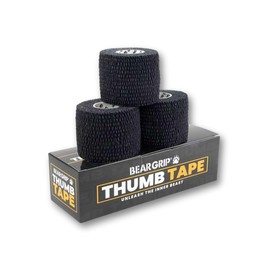 BEAR GRIP Lifting Thumb Tape - Easy-Tear Hook Grip Tape | All Black/3 Rolls