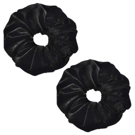 2 Pcs Velvet Scrunchie Black Suitable for Adult Women Large Elastic Hair Ties Ropes