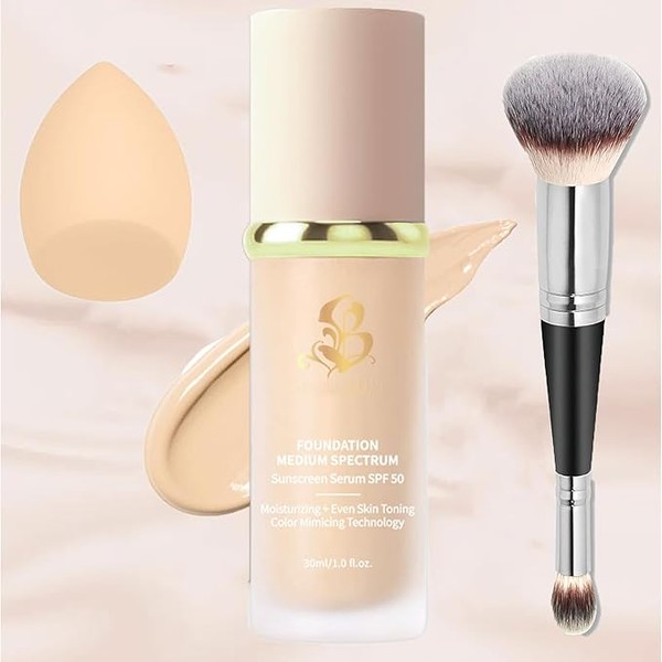 4-in-1 Color-Changing Liquid Foundation – Full Coverage Medium-Spectrum Concealer, Long-Wearing