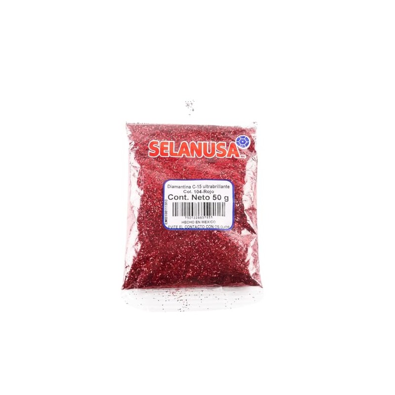 Diamantina Fina Decorativa para Manualidades, Brillante 50 gramos (Rojo)