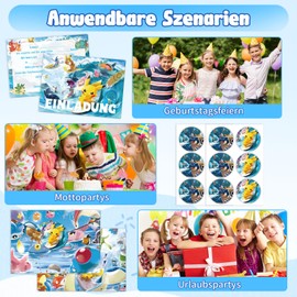 Dowdiles 12 x Children's Birthday Invitation Cards with Envelopes, Birthday Invitations for Boys and Girls, German Party Invitations for Children's Birthdays 05