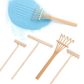 AUEAR, 4 Pack Mini Sand Rake Zen Garden Bamboo Rakes for DIY Garden Desktop Decor 4 Styles
