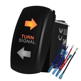 Amber Led Turn Signal Rocker Switch 7 PIN ON-Off-ON DPDT Toggle Switch with Jumper Wires for Motorcycle UTV ATV SXS Golf Cart Waterproof IP68