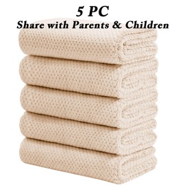 Wuwahold Microfiber Hair Towels, Waffle Hair Towel Set, Super Soft Highly Absorbent, Sturdy Quick Drying Turbans for Long, Thick, Curly Hair (5 Pack, 40" x 20")