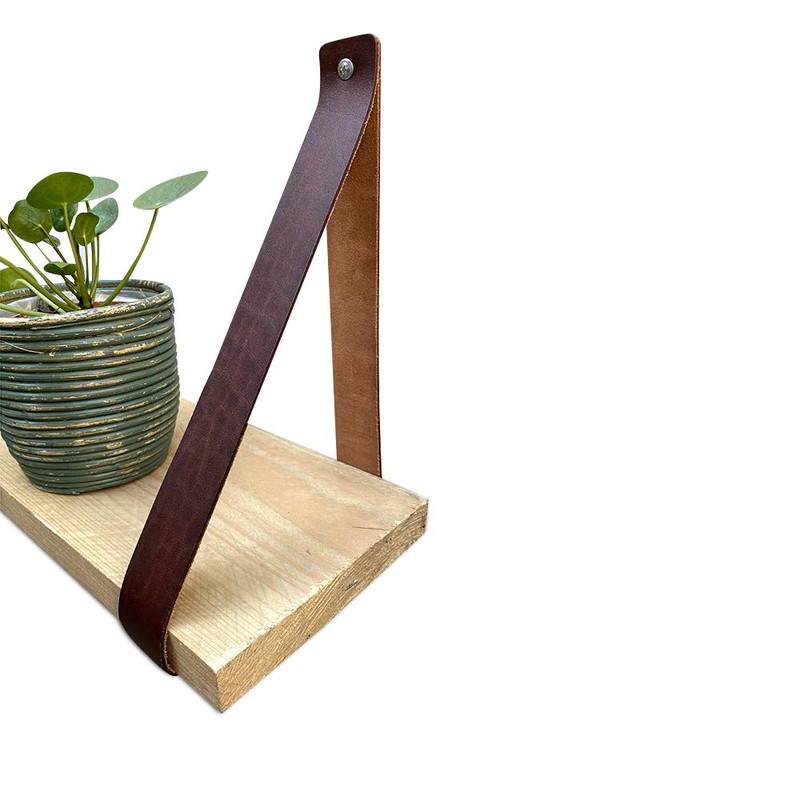 Brute Strength - Leather Shelf Brackets - Chestnut Brown -