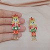 Christmas Earrings Nutcracker Earrings Stud for Women Creative Beaded Santa