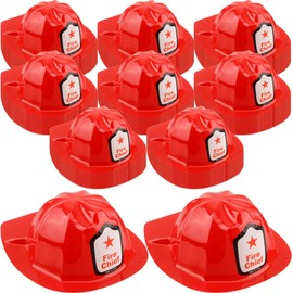 Cotiny 80 Pack Kids Firefighter Hat Red Fire Hat Plastic Children Firefighter Helmet for Boys Girls Firefighter Theme Party Costume Accessory Dress Up Gift