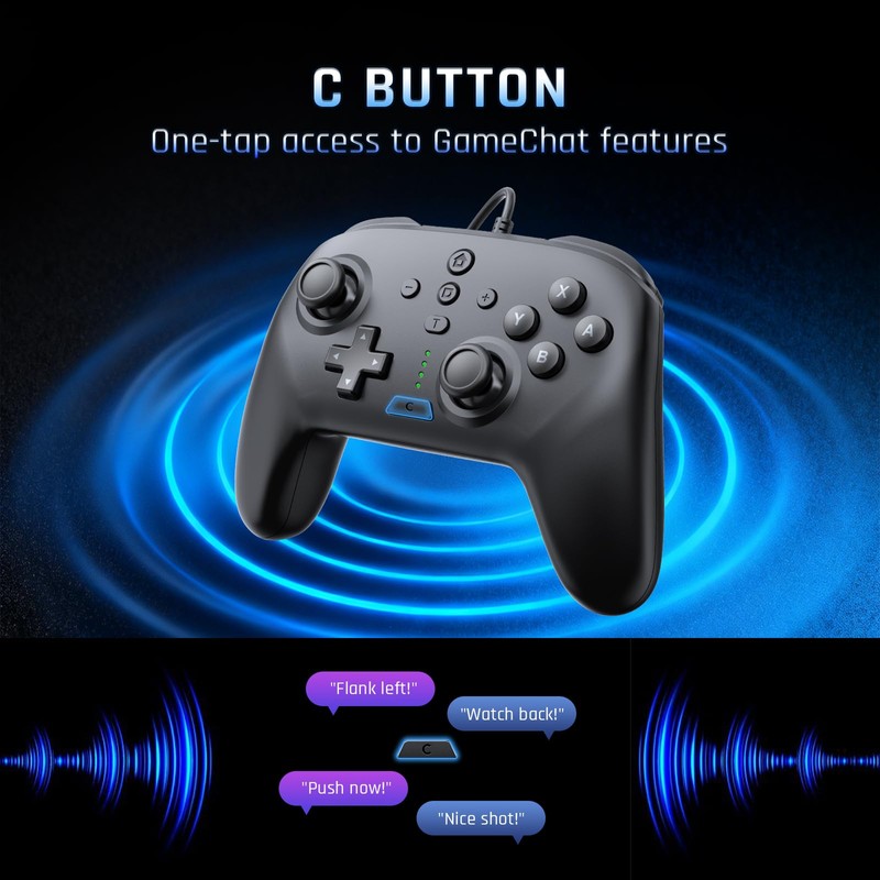 JDDWIN Wired Controller for Switch 2/Switch/OLED/Lite/PC, 9-Axis Motion Sensing,C Button,Hall