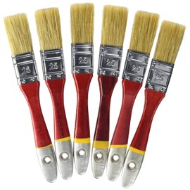 HARDY WORKING TOOLS Flat Brush Set 6 Pieces - 25mm Width Paint Brush Set with Wooden Handle, Paint Brush Series *33*, 6pcs, Brush Set A0200-330610