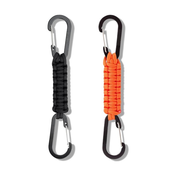2pack Carabiner Keychain with Snap Hook, Heavy Duty Paracord Keychain