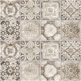 FoLIESEN - Fliesenaufkleber | Selbstklebende Fliesen-Folie für Bad & Küche | Deko Klebe-Folie für Wandfliesen Küchenrückwand & Bordüren | Patchwork Vintage, 15x15 cm / 16-TLG. Set