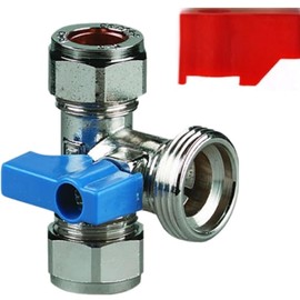 Aretro Chrome Elbow, Straight, Tee, Washing Machine, Dishwasher Connector, Tap, Valve, 15mm x 3/4' (Tee 15mm x 3/4')