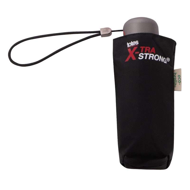 Totes XTRA STRONG Mini ECO-BRELLA® Plain Black Umbrella