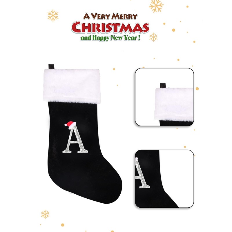 infleesh 20 Inches Monogrammed Christmas Stockings with Letters,Super Soft Christmas