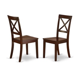 East West Furniture Boston Kitchen Dining Chair Wood Seat in Black and Cherry Finish (Set of 2), Mahogany