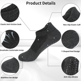KOOOGEAR 3 Pairs Non Slip Yoga Pilates Socks for Women Men Anti-slip Pilates Fall Prevention Socks for Ballet,Pilates,Hospital,Barre (UK, Numeric, 8, 11, Regular, Regular, Black/DarkLight/LightGrey)