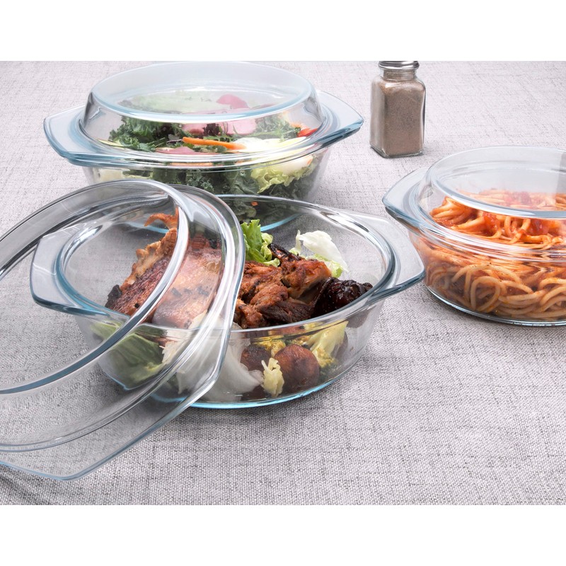 HUSANMP Set of 6 Pieces Round Tempered Glass Casserole Dish