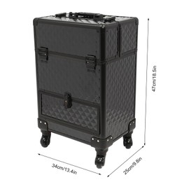ReqianXH Rolling Nail Case Wheeled Manicure Storage Case Professional Makeup Trolley for Studio or Travelling Cosmetic Organizer for Nail Technician, Artists, Cosmetologist, Stylist Style1 Black