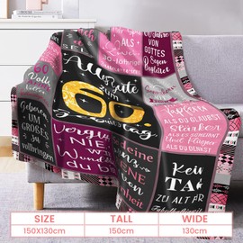 TTAWIFT 60 Gifts for Women, 60th Birthday Gift for Women, Cuddly Blanket Gifts for Mum, Gifts for 60th Birthday Wife, Gift 60th Birthday Blanket for Mother, Sister, Wife, Aunt