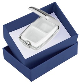 SILBERKANNE Pill Box 2 Compartments 6.5 x 4.5 cm x 1.5 cm with Black Faux Leather Premium Silver Plated Elegant Silver-Plated in Top Workmanship