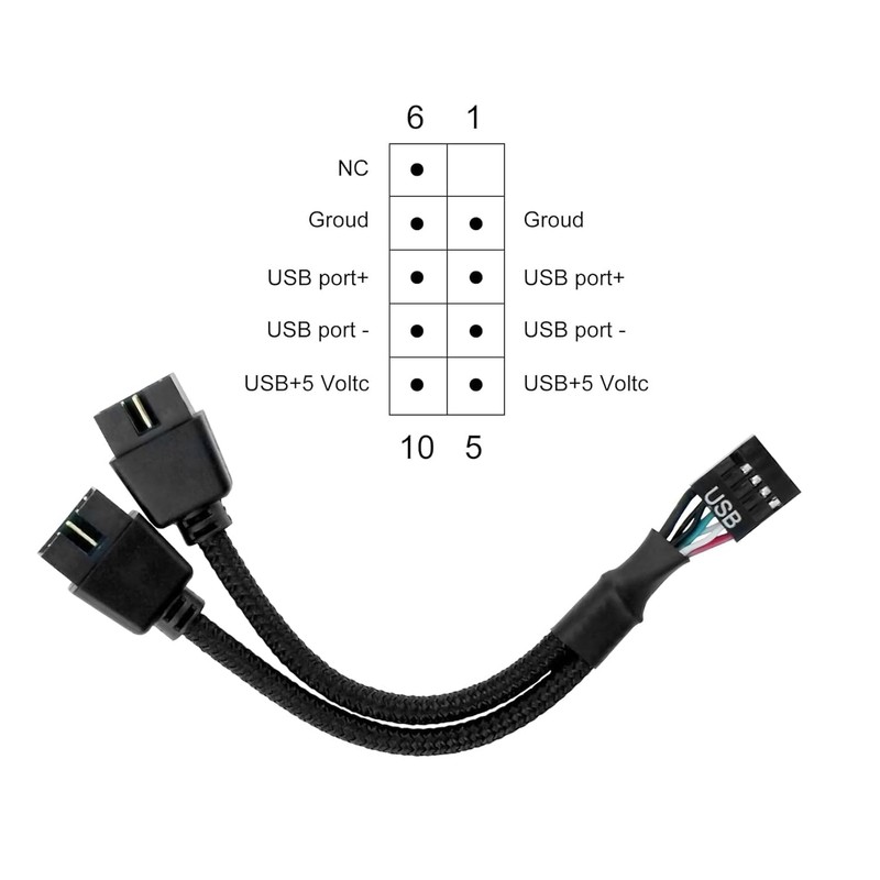 COEZFE Motherboard USB 2.0 to Dual 9 pin Extension Cable,